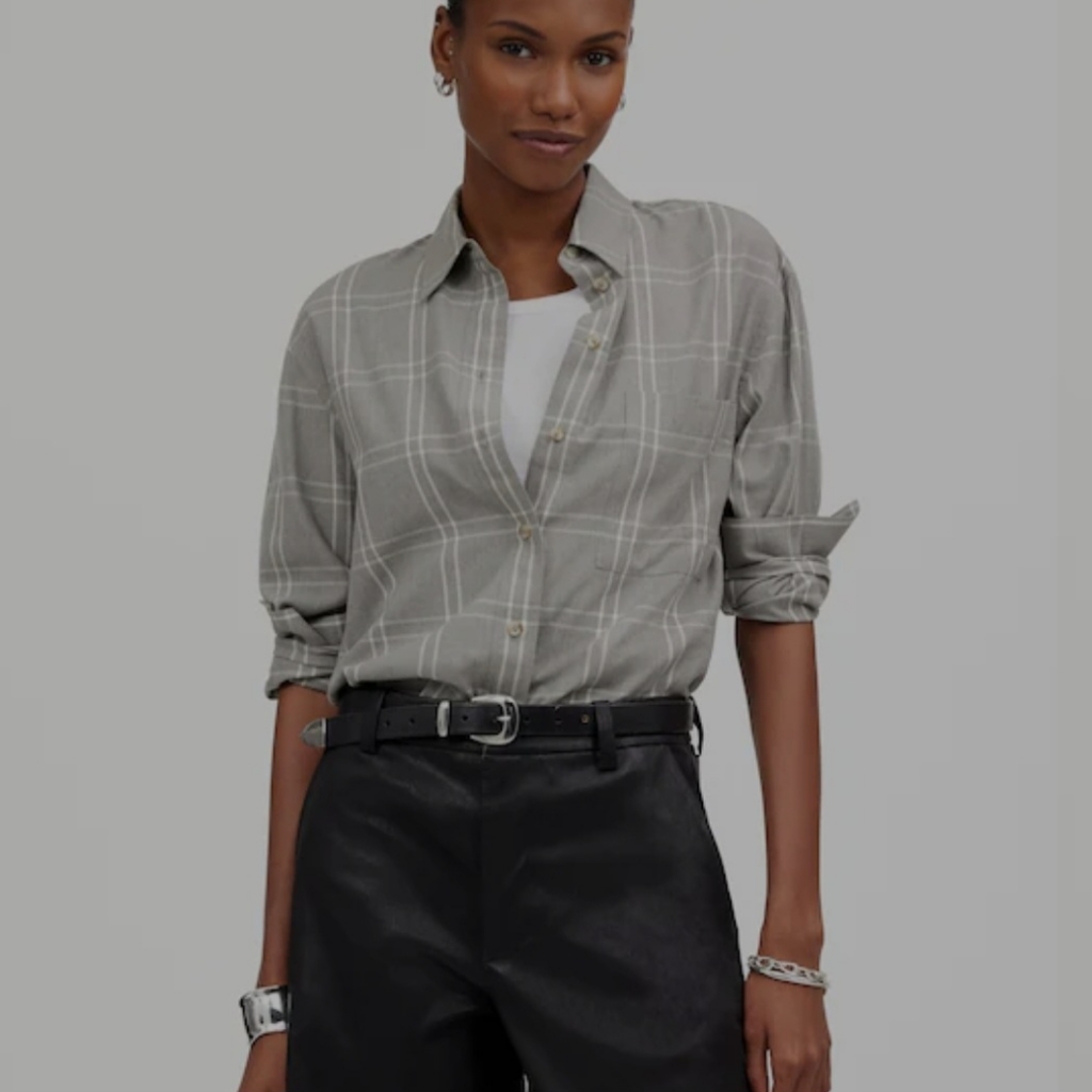 Madewell Gray Flannel Relaxed Button Down Shirt